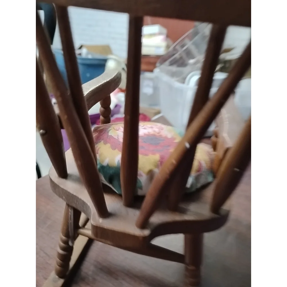 Vintage Wooden Doll Rocking Chair 7.75”‎